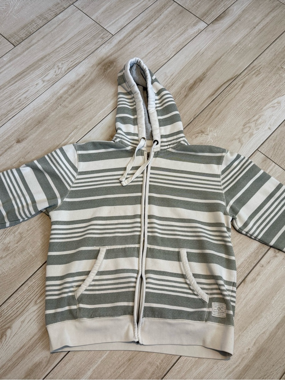 Men's Striped Hooded Zip-Up Sweater fleece inside